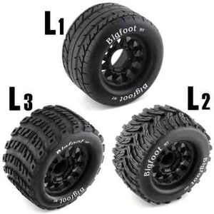 2X Ruota RC e Pneumatici 12/14mm HEX Ruota per 1/10 Monster Truck Off Road Traxxas - Foto 1 di 15