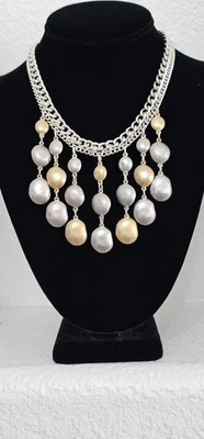 RARE CHICOS choker necklace 18 inch or less gold & silver tone Statement! - Image 1 of 4