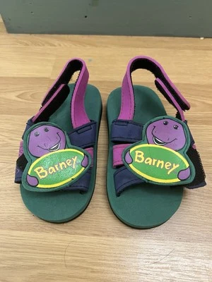 Sandalias ajustables vintage Barney el dinosaurio púrpura para niños pequeños años 90 Foto 1 de 4