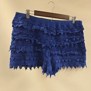 Express Shorts Womens Size Large Blue Ruffles - Picture 1 of 8