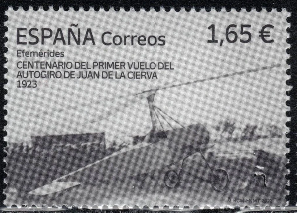España 2023 100 Años Primer Vuelo Autogiro Avión Juan de la Cierva MNH Foto 1 de 1