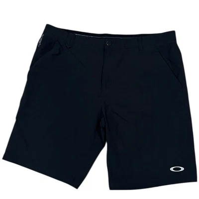 Oakley Men’s Hybrid Flat Front Shorts Black Logo 38in  - Image 1 of 4