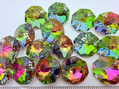 Colección de cuentas de cristal Vitrail 2 agujeros 15 mm Cantidad:16 Foto 1 de 3