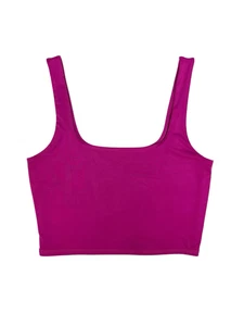 Top corto Express Body Contour magenta rosa púrpura cuello cuadrado talla mediana - Imagen 1 de 6