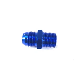 Aluminum Fitting Adapter 10AN Male end to 1/2NPT Male end Flare Straight Blue - Picture 1 of 12