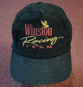 Vintage Collectible Winston Racing Team Adjustable Velvet Black Hat Cap Snapback - Picture 1 of 7