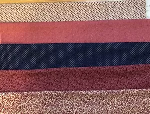 Fat Squares & Larger Cotton Co-ordinating Colors Reds & Navy (2 Yds) Sm Prints - Picture 1 of 6