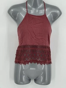 Top American Eagle Corte Encaje Halter Crochet Mujer Pequeño Malva Rosa Y2K - Imagen 1 de 12