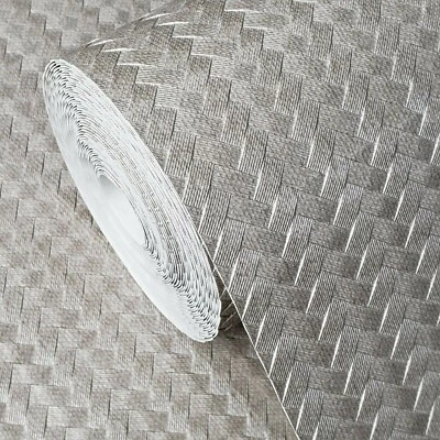 Embossed Lamborghini wicker bamboo taupe Silver Gray Metallic textured Wallpaper - Image 1 of 4