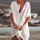 Women Loose Bikini Cover Up Mini Beach T Shirt Dress Swimwear Beachwear Bathing