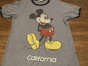 Camiseta Disney Mickey Mouse California Estilo Retro Descolorido Pequeña Azul Ringer - Imagen 1 de 9
