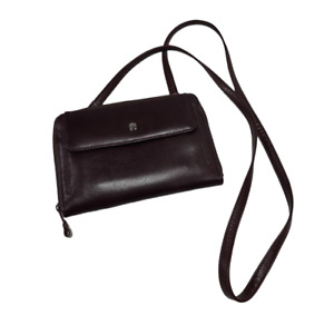 Vintage Etienne Aigner Burgundy Leather Crossbody Clutch Organizer Wallet Zipper