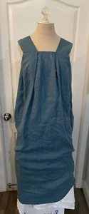 Vestido Hombre en el Estudio Talla XL 100% Lino Azul Sin Mangas Bolsillos - Imagen 1 de 4