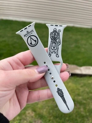 Skite Laser Engraved Silicone Comp w Apple iWatch Band (Assassin's Creed Design) - Photo 1/4