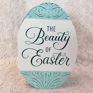 Frohe Ostern Karte Punze Grußkarte blau weiß Ei - Bild 1 von 2