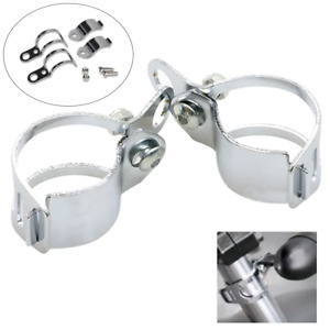 Motorcycle Indicator Relocation Brackets Chrome 31-35mm Fork Mount Universal