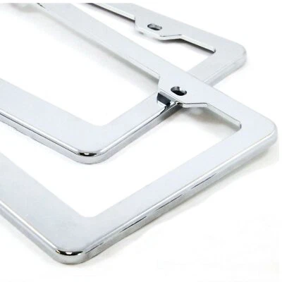 2PCS CHROME STAINLESS LICENSE PLATE FRAME TAG COVER SCREW CAPS /CF-2 - Image 1 of 4