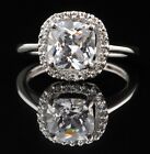 14KT Solid White Gold Top Quality Cushion Shape 3.10Ct Solitaire Engagement Ring