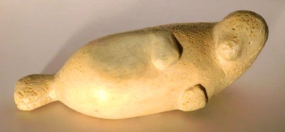 复古大号手工雕刻因纽特人化石印章雕像雕塑阿拉斯加 — 第 1/4 张图片