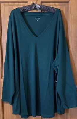 CAMISETA TÓRRIDA MANGA LARGA CUELLO EN V MEZCLA DE ALGODÓN TOP 6 6X 6XL 30 NUEVA Foto 1 de 4