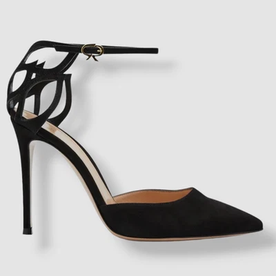 $995 Zapatos de salón Gianvito Rossi para mujer negros de gamuza con tacón recortado EU 36.5/US 6.5 Foto 1 de 4