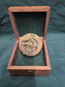 F L West London brass combined sundial & compass instrument - Picture 1 of 9