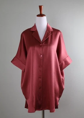 Camisa Top EILEEN FISHER NUEVA CON ETIQUETAS $378 Seda Martillada Cuello Clásico Talla XXS / XS Foto 1 de 4