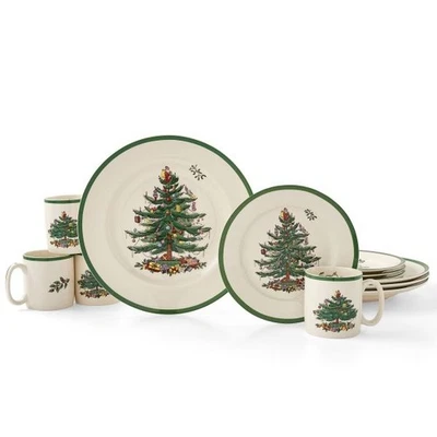 Vajilla Spode Árbol de Navidad 12 Piezas - Juego de Cena Vacaciones Loza Fina Foto 1 de 4