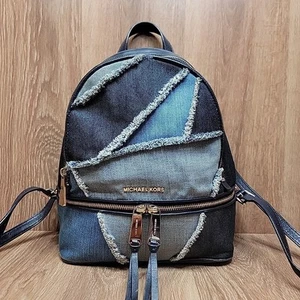 Michael Kors Backpack Rhea Rare Limited Edition Frayed Denim Medium - Picture 1 of 23