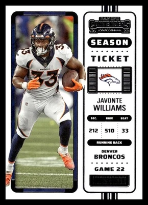 2022 Panini Contenders #31 Javonte Williams Denver Broncos Football Card - Image 1 of 2