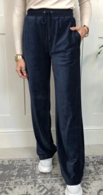 Ex M&S Ladies Wide Leg Joggers Velour Velvet Stretch Trousers Jogging Bottoms - Image 1 of 3