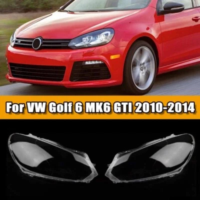 For VW Golf 6 MK6 GTI 2010-2014 Pair Plastic Headlight Lens Lenses Cover Clear Foto 1 de 4