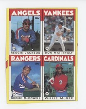 1986 Topps Wax Box Bottom Complete Panel Reggie Jackson Don Mattingly HOF
