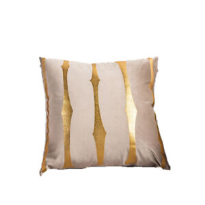 Gold Stamping Stripe Velvet Pillow Case Office Home Car Bronzing Cushion Cover