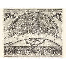 Map Hollar 1635 Cologne City Pictorial Plan Chart Large Wall Art Print 18X24 In