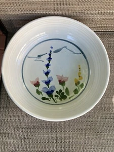 Signed SULLIVANS Art Pottery Hand Painted Spun Floral Large Serving Bowl 10 1/2” - Picture 1 of 4