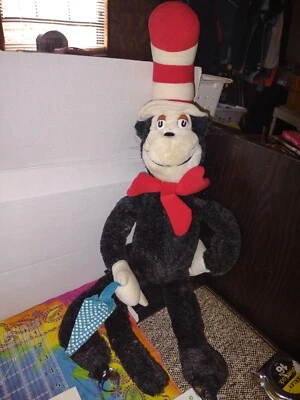 苏斯博士帽子猫复古毛绒角色带雨伞 Coleco 1983 26 英寸高 — 第 1/4 张图片