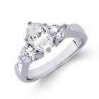 Reduced Price Gia Certified Oval & Pear Cut Diamond Engagement Ring 1.60 Ctw 18K