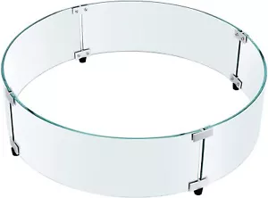 Round Fire Pit Wind Guard 24 x 24 x 6 Inch Tempered Glass Fence - Picture 1 of 7