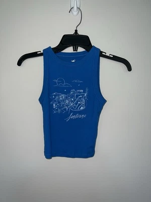 Punta de tanque acanalada azul Santorini Hollister XS #3788 Foto 1 de 4