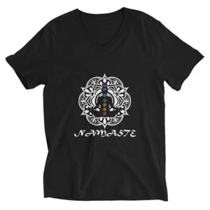Namaste Lotus Postura Meditación Yoga Amantes Regalo Cuello en V - Imagen 1 de 3
