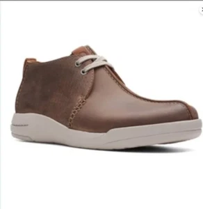 NEW Clarks Driftway Seam Beeswax Brown Leather Casual Shoes - 9.5 - Picture 1 of 5