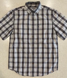 Carhartt Essential Plaid Button Down Shirt Relaxed Fit Mens M 101552Gray/Red EUC - Picture 1 of 7