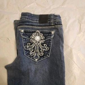 Grace in LA Blue Denim Easy Fit Jeans GRACE DAMEN Damen Bootcut Glitzer Größe 28 - Bild 1 von 12