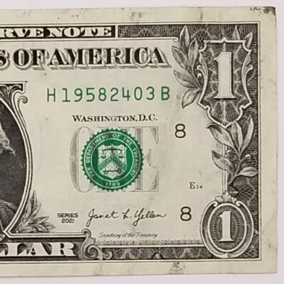 Birthday Anniversary March 24, 1958 $1 Dollar Bill Fancy Serial Number 2021 H B - Image 1 of 4
