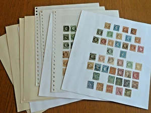 FRANKREICH Sammlung frühe Briefmarken auf Stapel alter Albumseiten, viele Klassiker - Bild 1 von 2