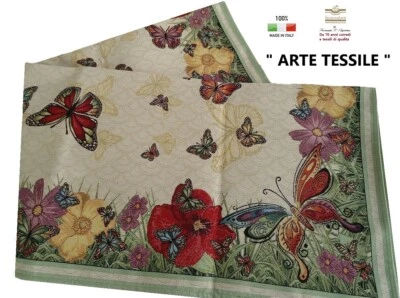 Tovaglia tessitura fiandra jacquard cm. 140 x 260 senza tovaglioli , farfalle . - Immagine 1 di 4