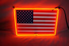 Panneau néon acrylique drapeau américain 3D 14"x10" lampe lumière verre véritable écran cadeau Z854