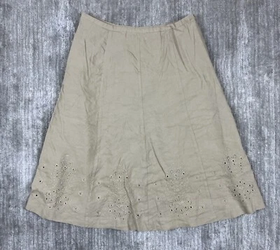 Vestido Falda Granero Mujer 12P Marrón Lino Rayón Bordado Foto 1 de 4