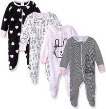 NEW! GERBER 4 Pack Baby Girls Sleeper Sleep N Play Zip Sleeper 0-3 mo/ 3-6 month